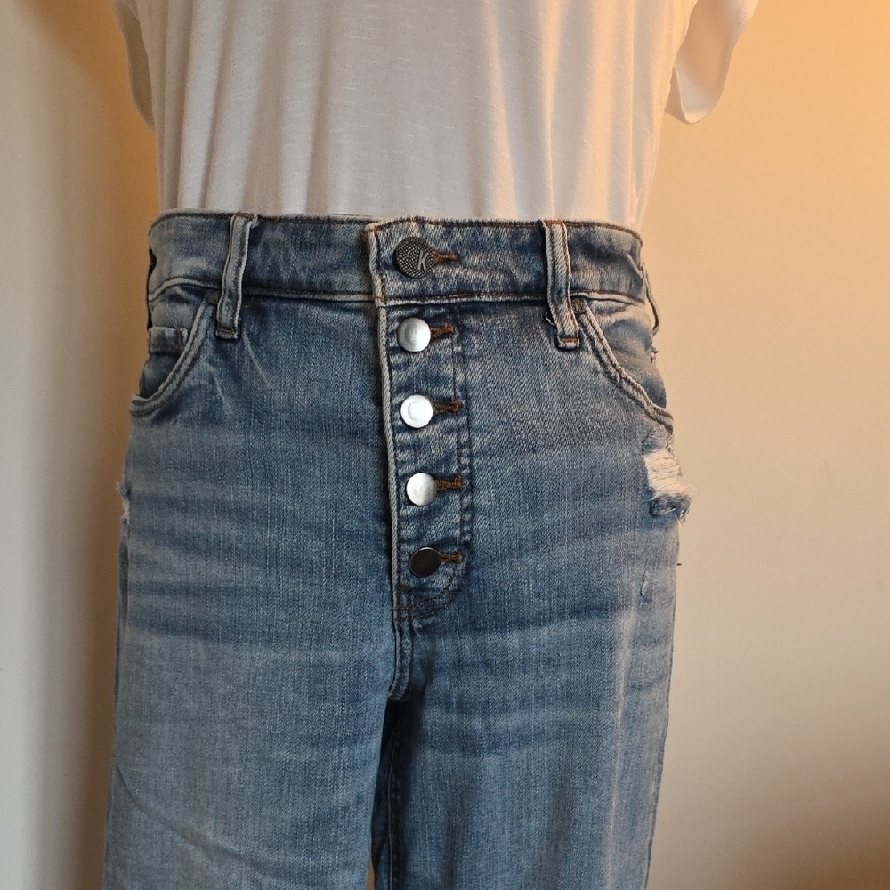 Kut from the Kloth Light Blue Distressed Ankle Jeans - Picture 3 of 6